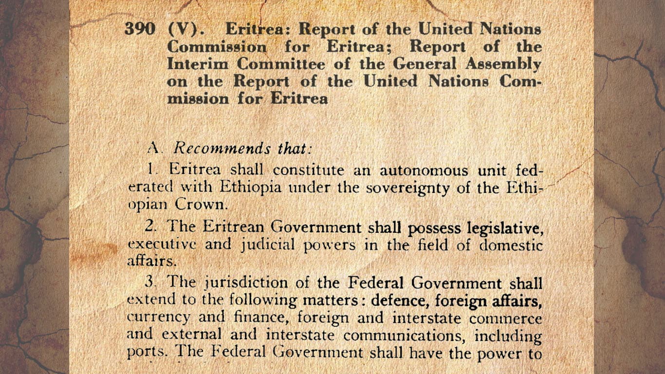 UN Resolution 390 A (V) passed to federate Eritrea with Ethiopia