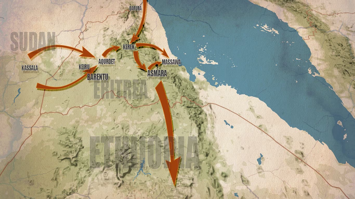 Britain defeated Italy in Eritrea (WW II - Abyssinian Campaigns)