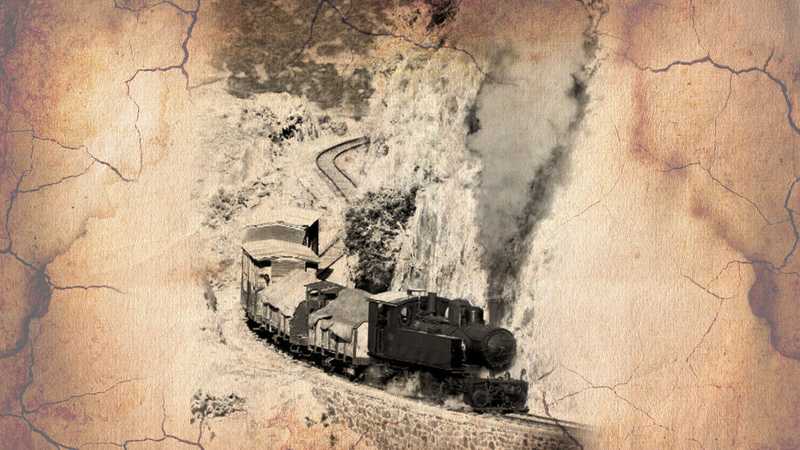 Colonial Italian-era Massawa-Asmara train climbing the eastern escarpment of the Great Rift Valley in Eritrea