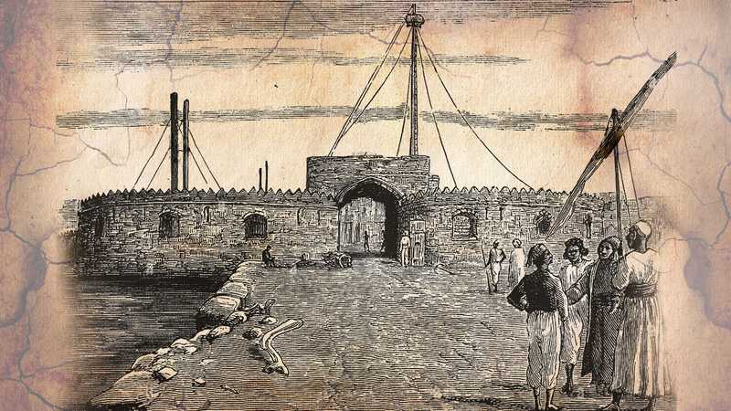 Town gate of the Ottoman harbor of Massawa on the Red Sea, Eritrea