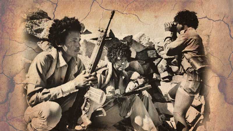 EPLF freedom fighters looking out from trenches