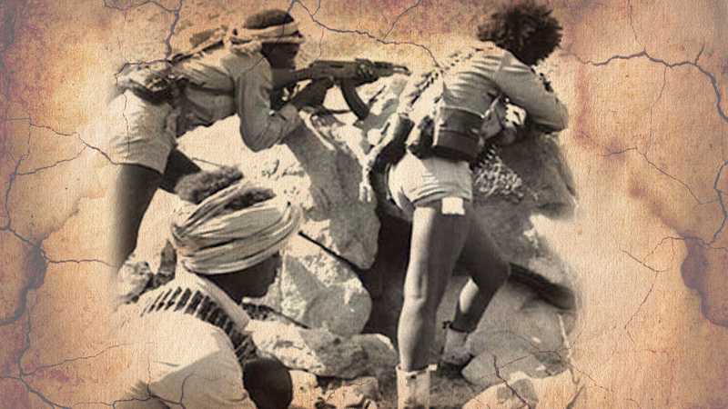 EPLF freedom fighters in battle in a defensive position