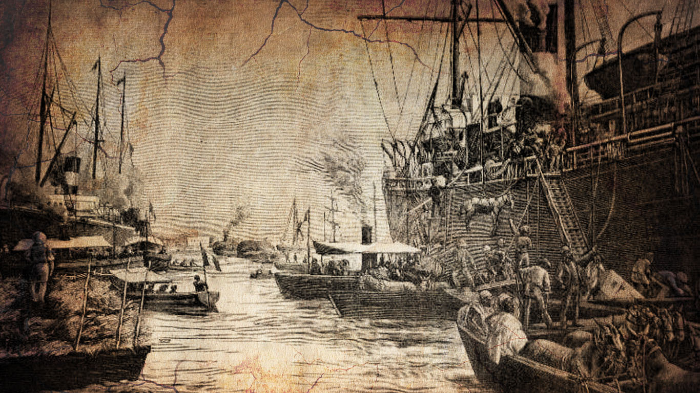 Landing of goods and quadipeds at Massawa)