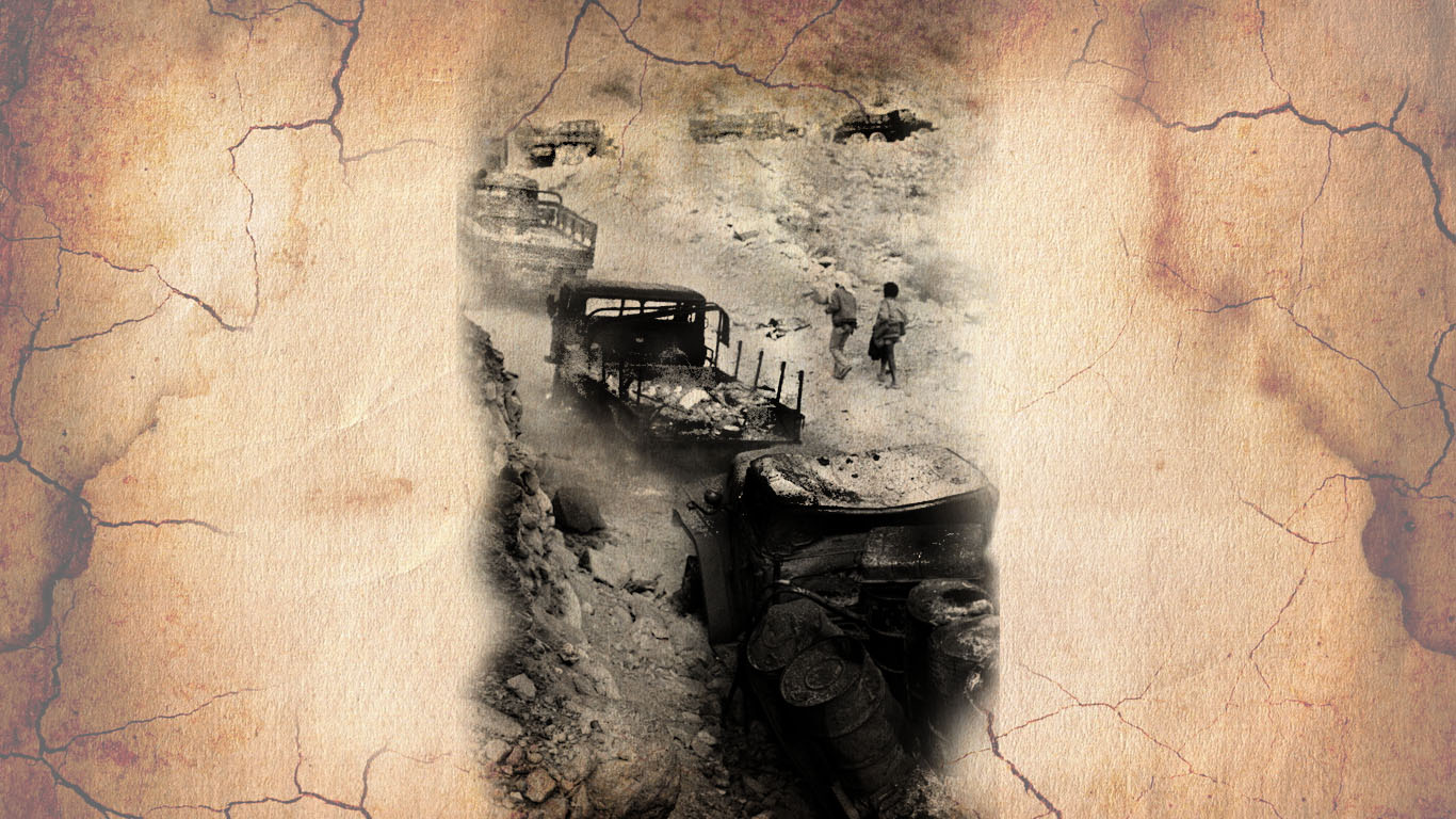 Burnt column of military vehicles from Nadew Command was ambushed by EPLF