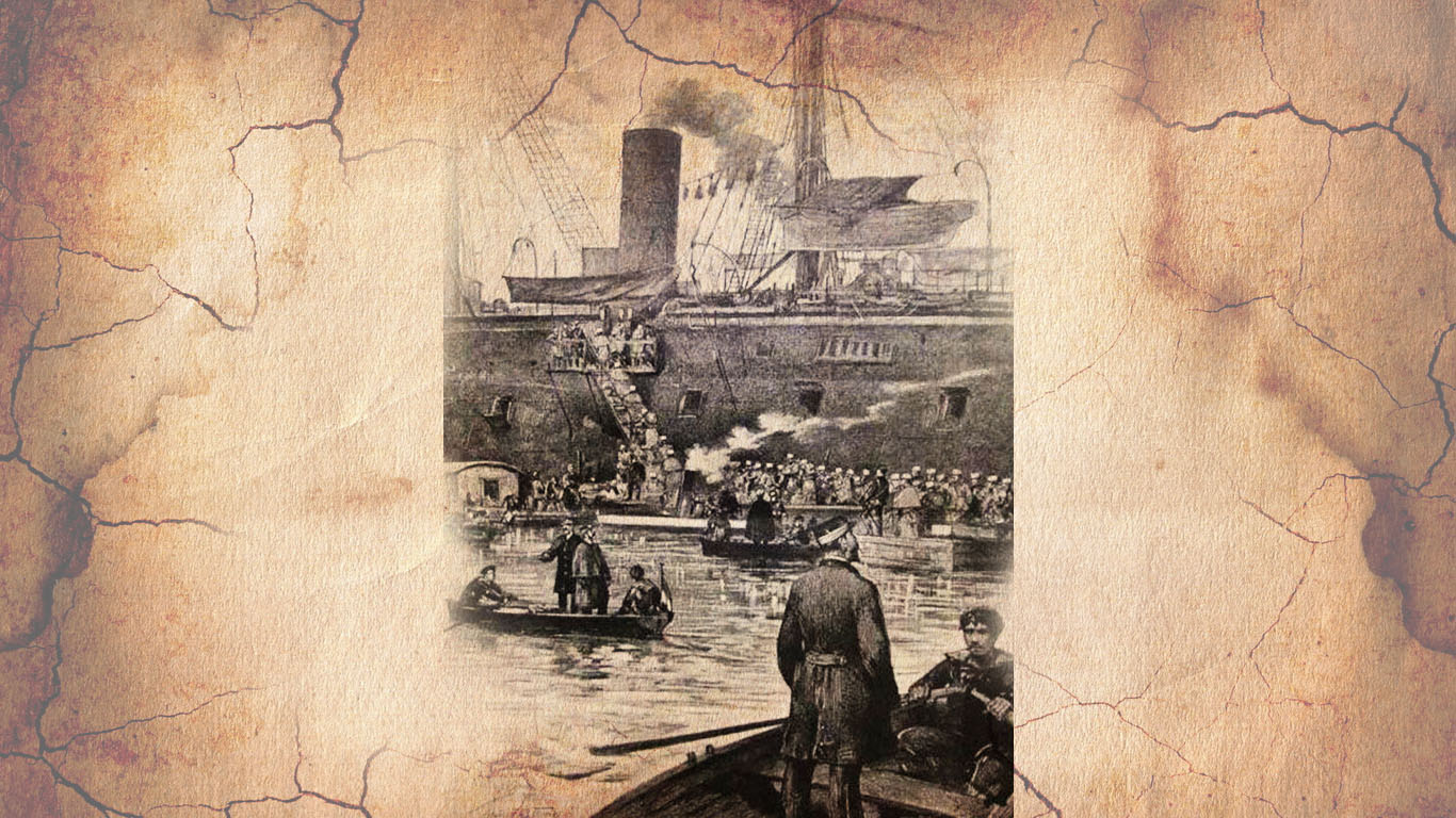 Naples: boarding of italian soldiers on battleship Prince Amedeo)